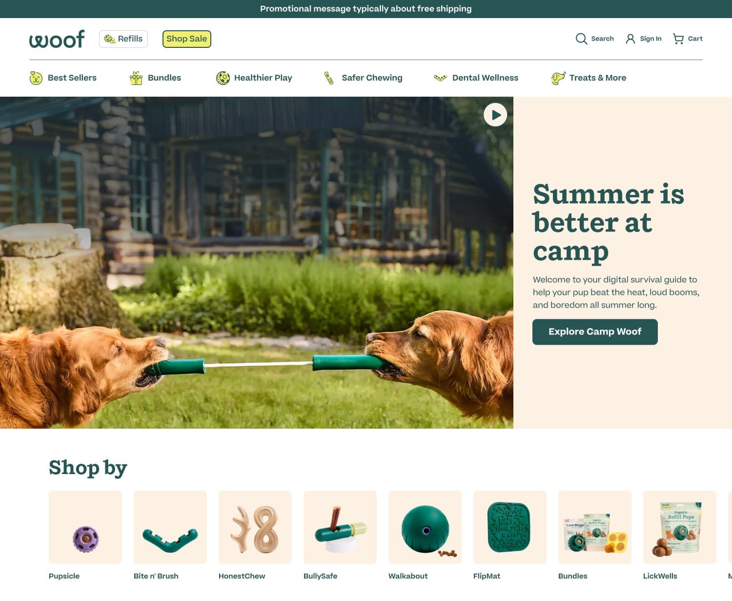 MyWoof.com homepage on desktop
