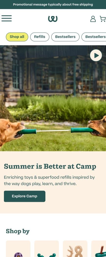 MyWoof.com homepage on mobile