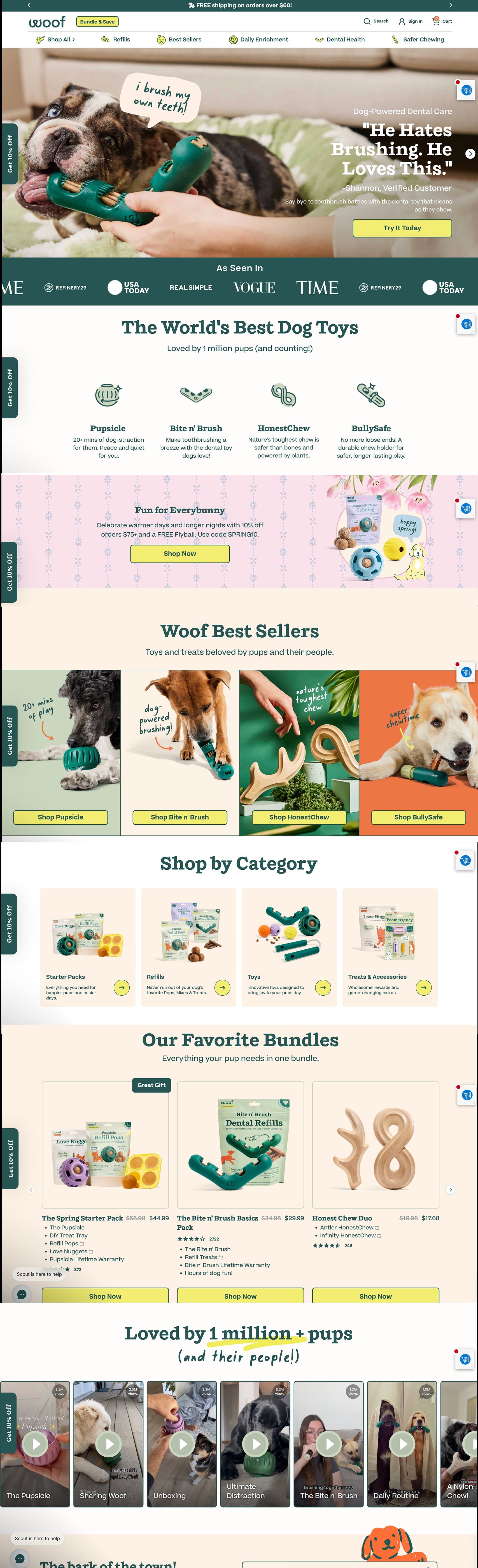 Original Woof homepage, full page
