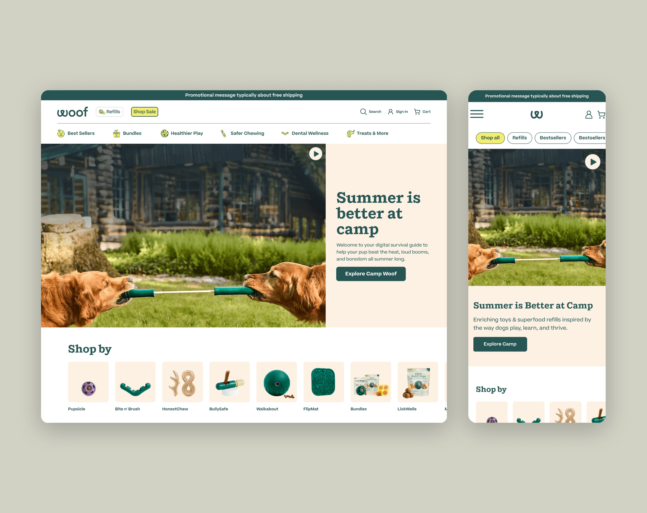 MyWoof.com homepage redesign on desktop and mobile